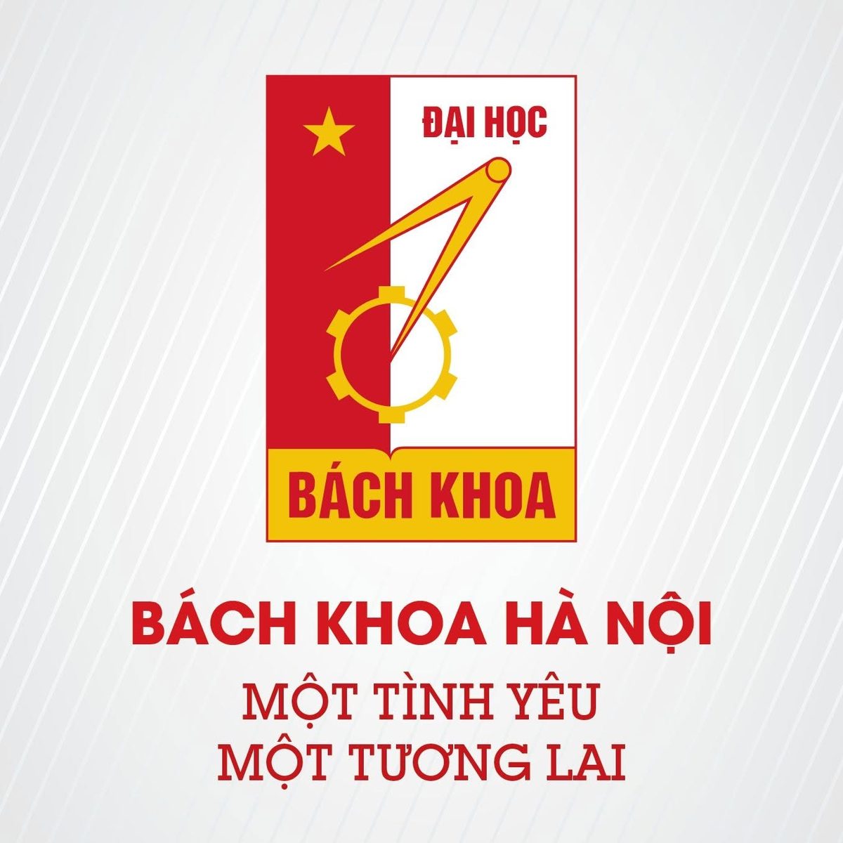 Mẫu huy hiệu của PGS. Trần Hữu Quế: compa, bánh răng, sách mở và ngôi sao vàng trên nền đỏ.
